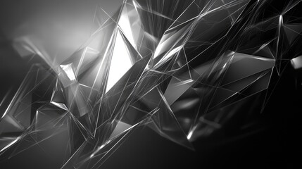 Abstract polygonal crystal structure showing light reflections