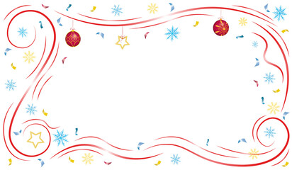 Beautiful New Year's background with Christmas toys and snowflakes