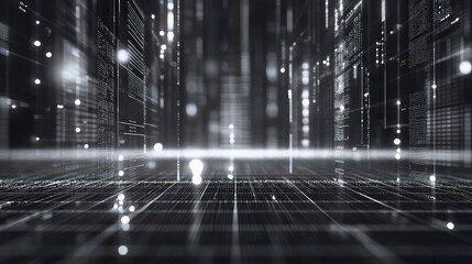 Digital data stream flowing in abstract network cyberspace