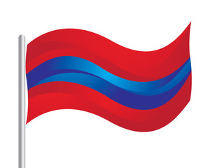 Illustration of a red and blue flag waving
