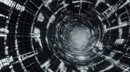 Digital data flowing through abstract binary tunnel network