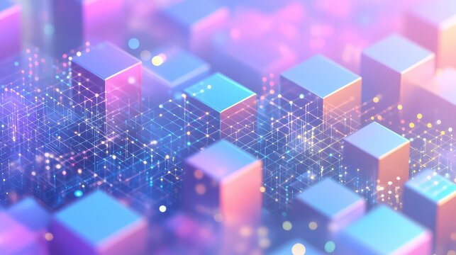 Digital network connecting abstract cubes and data nodes - Powered by Adobe