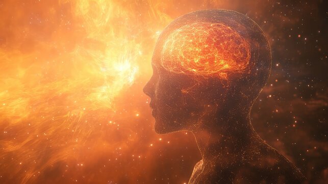 Human mind illuminating brain consciousness universal energy