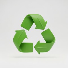 Obraz premium Green recycling symbol, isolated on white. Concept for environmental protection.