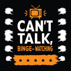 Humorous Binge Watching Slogan with Television and Star Accents