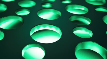 Abstract green glowing circles forming modern geometric pattern