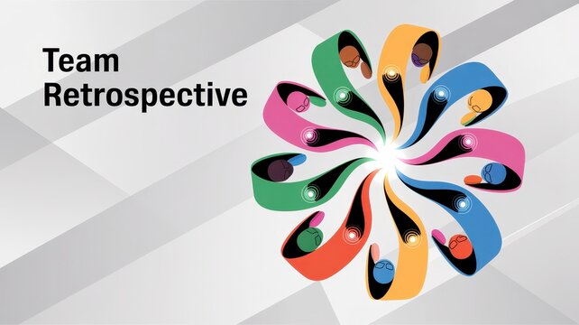Team Retrospective Meeting Illustration with Diverse Participants - Powered by Adobe