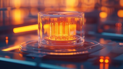 Futuristic transparent power core generating energy