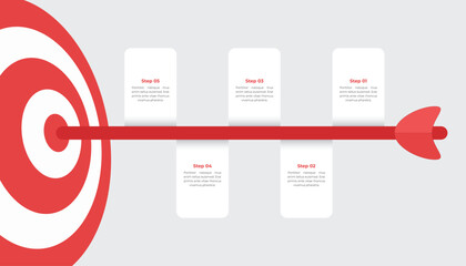 Business target infographic template with 5 steps