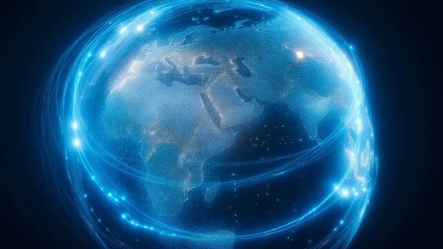 Digital globe with glowing network