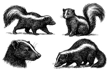 badger set in detailed vintage engraving style, Transparent Background © SenorPinky