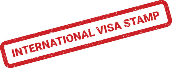 Official red grunge rubber stamp effect indicating international visa stamp for border control and travel documents