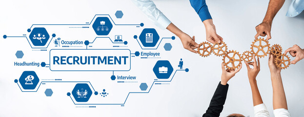 A visually engaging representation of the recruitment process emphasizing collaboration,...