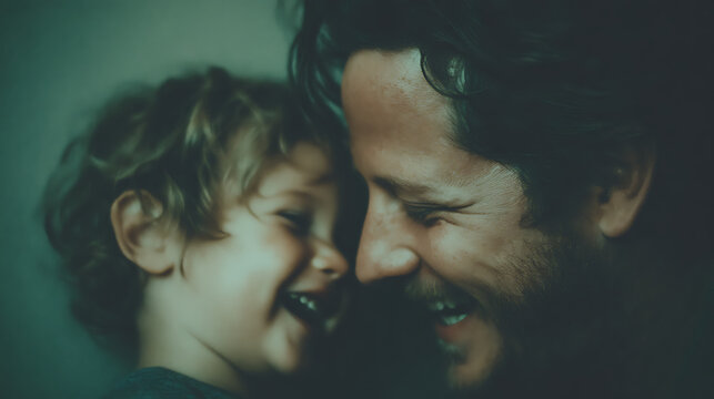 carefree and joyful moment of a father laughing with his young son, expressing unconditional love, emotional closeness, happiness and strong family connection - Powered by Adobe