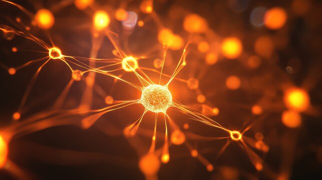 Neural network connections transmitting signals in brain intelligence concept - Powered by Adobe