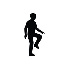 Man stepping silhouette icon, male figure upward movement symbol