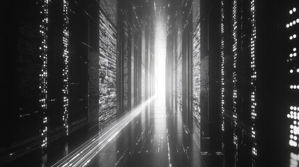 Data center server racks with bright data streaming