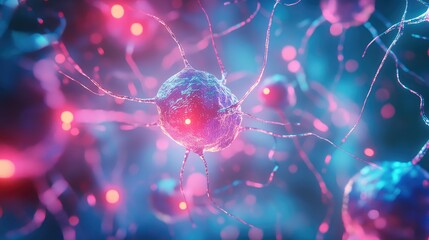 Neurons firing sending electrical impulses in brain