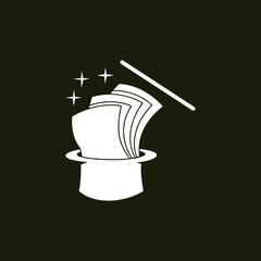 Magician hat icon logo flat vector design