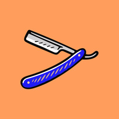 Hair cutting razor, Shaving razor icon logo flat vector design