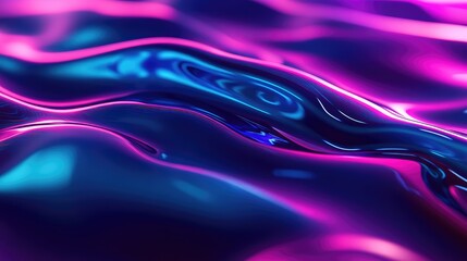 Abstract fluid waves with glowing neon blue and pink light