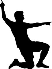 Football Player Silhouette Celebrating Goal Moment in Black