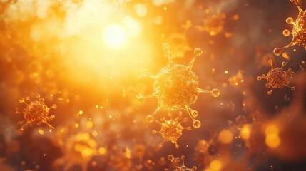 Virus microbes spreading pandemic illness in microscopic view