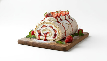 Meringue roll with strawberries - an exquisite dessert