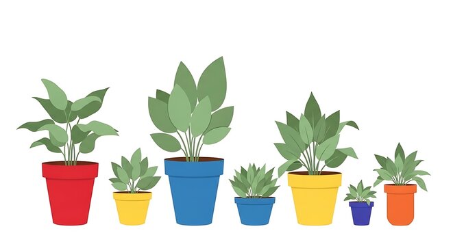 Colorful potted plants illustration for home decor and gardening design elements vector graphic art