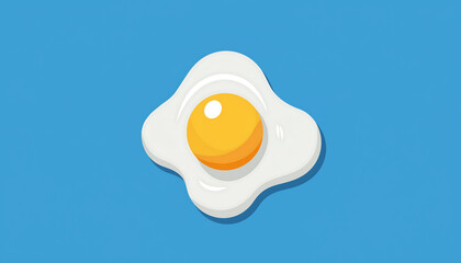 cartoon fried egg illustration on blue background