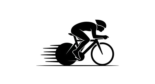 Cyclist silhouette speed racing bike bicycle sport fitness athlete competition triathlon vector design