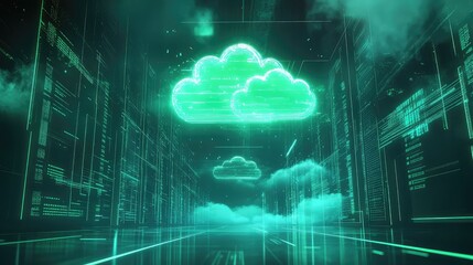 Cloud computing data center network infrastructure concept