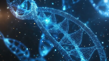 Digital dna helix representing genetic data and science research