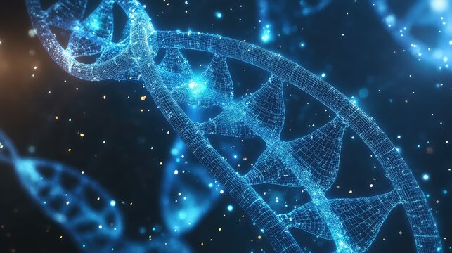 Digital dna helix representing genetic data and science research