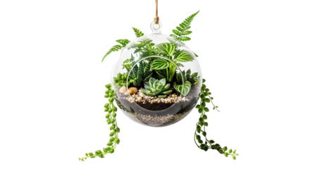 Mini Hanging Garden Plant on White Background  PNG Clean