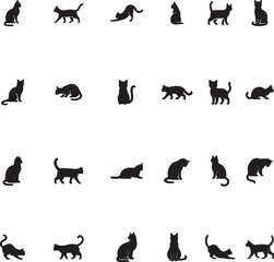 Fototapeta premium Collection of Black Cat Silhouettes in Various Poses