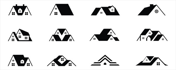 Abstract Home Roof Icons - Property Construction Logo