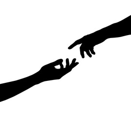 Hands Reaching Up Silhouette Illustration.