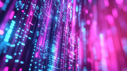 Digital data stream flowing in abstract network