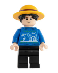 Obraz premium Dortmund - Deutschland 4. November 2025 - Lego Figur Ruffy mit blauem Pullover der Serie One Piece - Studio Aufnahme