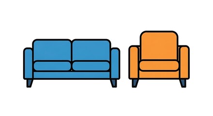 Buy blue sofa and orange armchair for living room furniture online best prices and deals