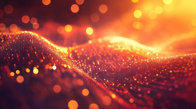 Glowing data waves creating an abstract technology background