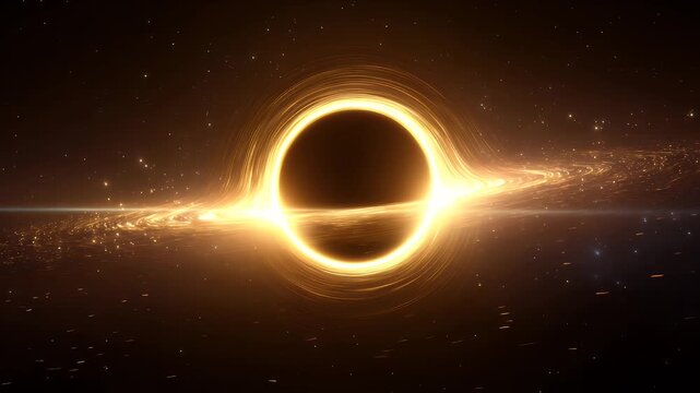 Glowing Black Hole Warping Light in Space
