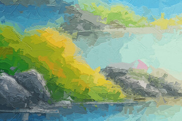 Various oil paintings, flowers, roses, peonies, forest scenery, dolphins, chrysanthemums, the sea, waterfalls, birds, and mountainous areas