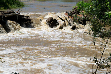 water flowing into the river