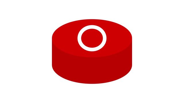 シンプルな丸ボタンが押されるアニメーション。チュートリアルに使える円柱状のゲームのスイッチのUI