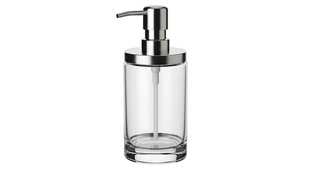 Obraz premium Modern clear glass soap dispenser with stainless steel pump