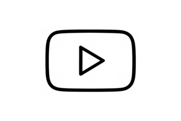 Social media video play button icon outline graphic for online content and streaming applications, transparent background
