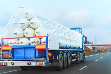 Highway scene with gas transport truck