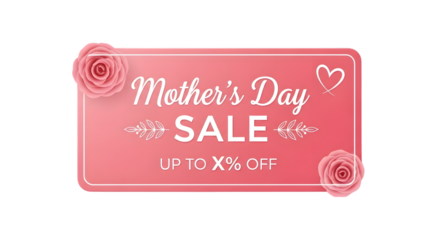 Mothers day sale banner isolated on transparent background